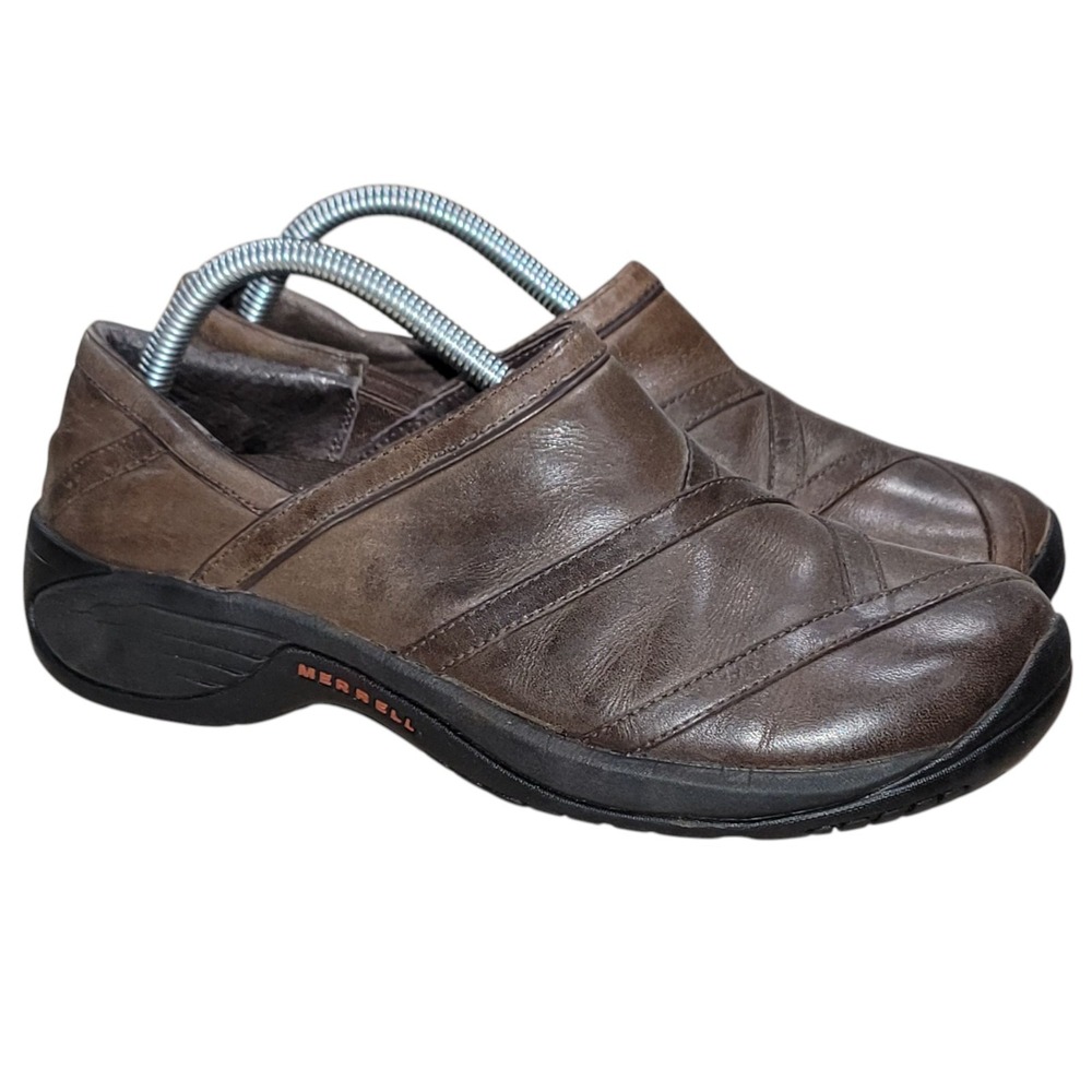 MERRELL Encore Eclipse Womens Brown Leather Slip-On Comfort Loafers Sz 9.5